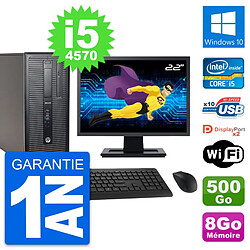 PC Tour HP 800 G1 Ecran 22" Intel i5-4570 RAM 8Go Disque 500Go Windows 10 Wifi - Occasion