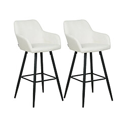 Beliani Tabouret de bar Set de 2 Velours Blanc cassé CASMALIA 