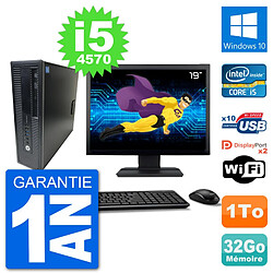 PC HP 800 G1 Ecran 19" Core i5-4570 RAM 32Go Disque 1To Windows 10 Wifi · Occasion 