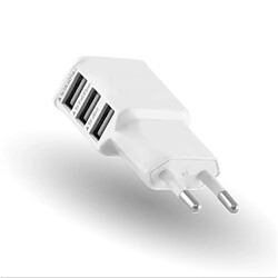 Shot Adaptateur Secteur USB pour Smartphone Tablette Triple Prise Murale 3 Ports Courant AC Chargeur Blanc (5V-2A) Universel