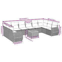 Avis vidaXL Salon de jardin 11 pcs avec coussins beige résine tressée