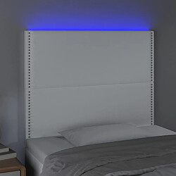 Avis Maison Chic Tête de lit scandinave à LED,meuble de chambre Blanc 90x5x118/128 cm Similicuir -MN57573