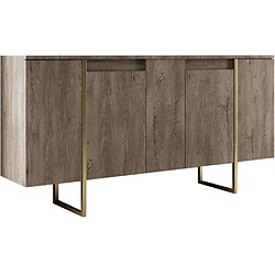 Hanah Home Buffet en aggloméré pieds en métal Luxe noyer et doré. Buffet en aggloméré pieds en métal Luxe noyer et doré