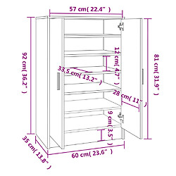 vidaXL Armoire à chaussures Gris béton 60x35x92 cm Bois d’ingénierie pas cher