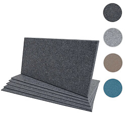 Mendler Lot de 6 panneaux muraux acoustiques HWC-L52, panneaux muraux acoustiques, insonorisant 1qm surface 60x30cm ~ gris 