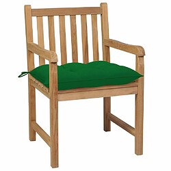 Avis Maison Chic Lot de 4 Chaises de jardin,Fauteuil d'extérieur avec coussins vert Bois de teck solide -MN49520