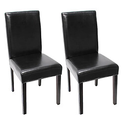 Mendler Lot de 2 chaises de séjour Littau ~ cuir reconstitué noir, pieds foncés