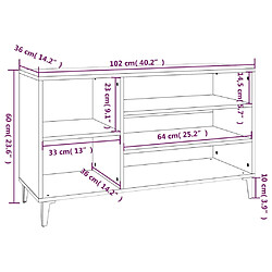 vidaXL Armoire à chaussures Blanc 102x36x60 cm Bois d'ingénierie pas cher