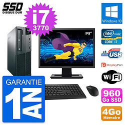 PC Lenovo M82 SFF Ecran 19" Intel Core i7-3770 RAM 4Go SSD 960Go Windows 10 Wifi - Occasion