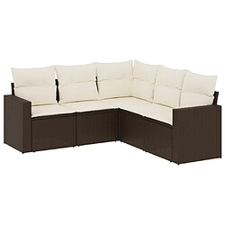 vidaXL Salon de jardin avec coussins 5 pcs marron résine tressée