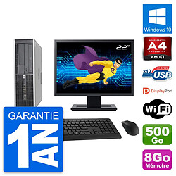 PC HP 6305 Pro SFF Ecran 22" AMD A4-5300B RAM 8Go Disque 500Go Windows 10 Wifi - Occasion