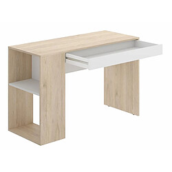 Pegane Bureau 1 tiroir coloris naturel/blanc - Longueur 115 x Profondeur 40 x Hauteur 74 cm