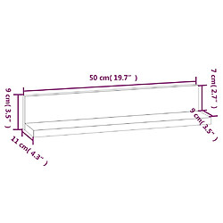 vidaXL Étagères murales 2 pcs Marron miel 50x11x9cm Bois de pin massif pas cher