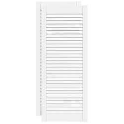 vidaXL Portes d'armoire à persiennes 2pcs blanc 99,3x39,4cm pin massif