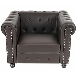 Mendler Fauteuil de luxe lounge relax Chesterfield similicuir ~ pieds ronds, brun antique