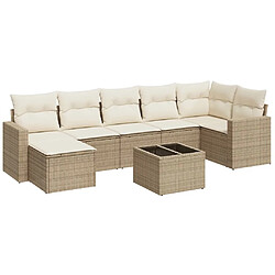 Maison Chic Salon de jardin avec coussins 8 pcs | Ensemble de Table et chaises | Mobilier d'Extérieur beige résine tressée -GKD62670