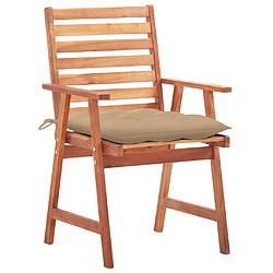 Maison Chic Lot de 2 Chaises à dîner d'extérieur avec coussins | Fauteuil chaises à manger d'extérieur Acacia massif -GKD37604