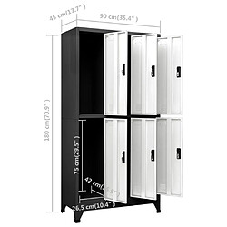 vidaXL Armoire à casiers Anthracite et blanc 90x45x180 cm Acier pas cher