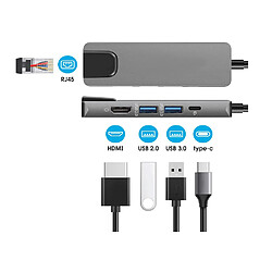 Chrono Hub USB C, 5-en-1 USB C vers HDMI, adaptateur multiport USB C avec Ethernet 1000M, blanc