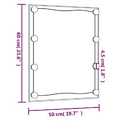 vidaXL Miroir mural avec lumières LED 50x60 cm verre rectangulaire pas cher