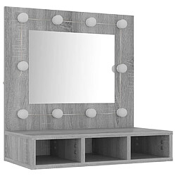 Helloshop26 Armoire à miroir avec led 60 x 31,5 x 62 cm gris 02_0006676