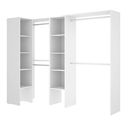 Pegane Kit armoire dressing d'angle en bois mélaminé coloris blanc - Longueur 228 x Profondeur 79 x Hauteur 187 cm