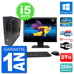 PC HP 800 G1 Ecran 19" Core i5-4570 RAM 32Go Disque 2To Windows 10 Wifi · Occasion 