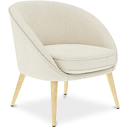 ICONIK INTERIOR Fauteuil avec Accoudoirs En Bouclette Fausse Fourrure Tapissée - Boucles Blanches - Pimba Blanc