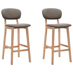 vidaXL Tabourets de bar lot de 2 taupe tissu 