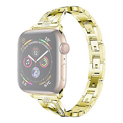 Wewoo Bracelet de montre en acier inoxydable serti de diamants pour Apple Watch séries 5 et 4 40 mm / 3 et 2 et 1 38 mm or 