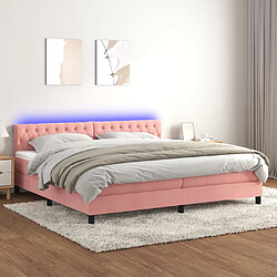 Sommier à lattes et LED,Cadre à lattes de lit avec matelas pour Adulte Rose 200x200 cm -MN99592