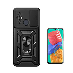 Kit Film de Hydrogel Étui Complète Devant + Coque Magnetic Military Defender Slide Window Anti-Impact Phonecare pour Xiaomi Poco C55 - Noir 