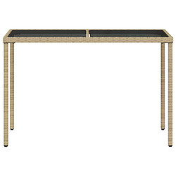 Avis vidaXL Table de jardin dessus en verre beige 115x54x74 cm poly rotin