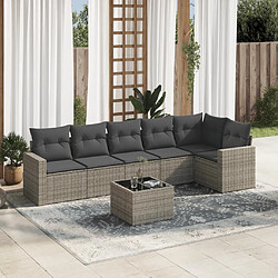 vidaXL Salon de jardin avec coussins 7 pcs gris résine tressée 