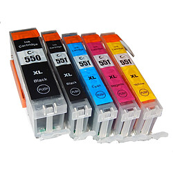 5 x vhbw Set de cartouches d'encre pour impression avec puce pour Canon Pixma MG5650, MG6650, MG7550 etc. 