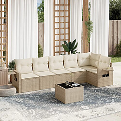 vidaXL Salon de jardin avec coussins 7 pcs beige résine tressée 