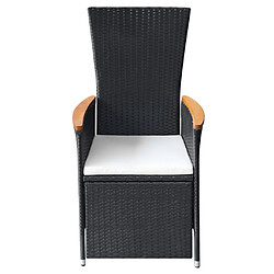 Maison Chic Lot de 2 Chaise inclinable de jardin + coussin - Fauteuil d'extérieurs Résine tressée Noir -MN15708 pas cher