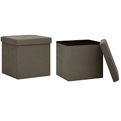 vidaXL Tabourets de rangement pliables lot de 2 marron faux lin