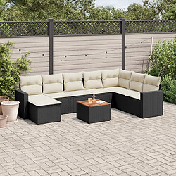 vidaXL Salon de jardin 9 pcs avec coussins noir résine tressée