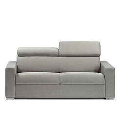 Inside 75 Canapé convertible EXPRESS DARWIN têtières réglables couchage 140cm matelas 16cm tissu tweed gris clair