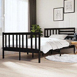 Maison Chic Lit Moderne Chambre - Cadre/structure de lit pour adulte Noir Bois massif 135x190 cm Double -MN58064