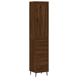 vidaXL Buffet haut Chêne marron 34,5x34x180 cm Bois d'ingénierie