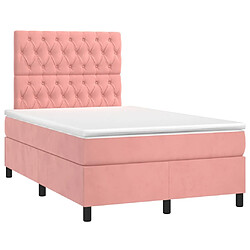 Avis Maison Chic Lit adulte- Lit + matelas + LED,Sommier à lattes de lit matelas et LED Rose 120x200 cm Velours -GKD44227