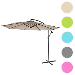 Mendler Parasol Acerra, parasol parasol, Ø 3m inclinable, polyester/acier 11kg ~ sable-beige sans socle