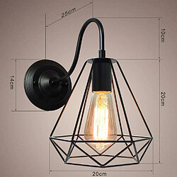 Acheter STOEX Applique Murale Industrielle Lustre Abat-jour Cage Diamant 20cm, Lot de 2 Lampe Murale Vintage Design Rétro Lumière en Métal Applique Interieur,