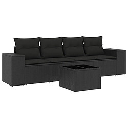 Maison Chic Salon de jardin 5 pcs avec coussins | Ensemble de Table et chaises | Mobilier d'Extérieur noir résine tressée -GKD52588