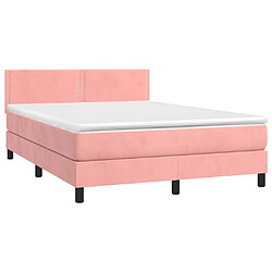 Acheter Sommier à lattes LED,Cadre à lattes de lit avec matelas pour Adulte Rose 140x200 cm -MN72618