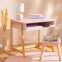 Avis Pegane Table du bureau, meuble de bureau coloris rose et naturel - Longueur 58 x Profondeur 46 x Hauteur 52 cm