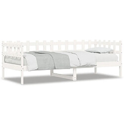 Maison Chic Lit de jour, Lit de repos pour Salon Chambre,Canapé-lit,Lit d'invité Blanc 90x190 cm Bois de pin massif -MN11215