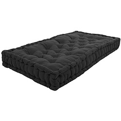 Jardindeco Coussin de palette en coton coloré 120 x 60 cm noir.